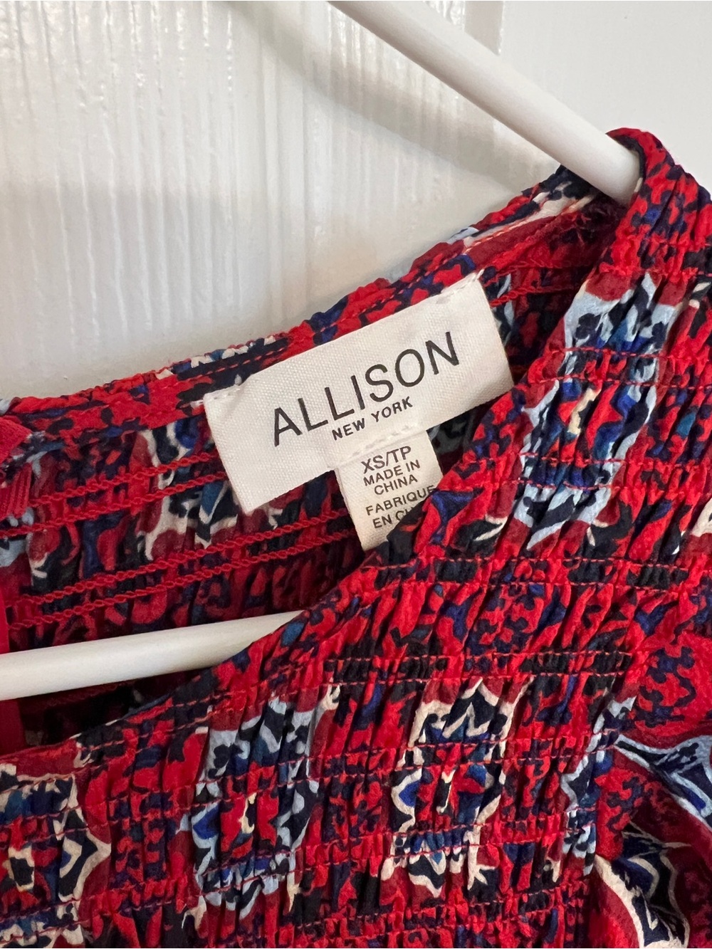 Allison Brittney Red Geometric Smocked Kids Dress - Picture 3 of 4